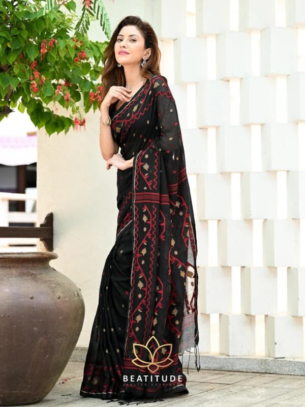 Raktakamal Woven Cotton Saree - Image 2