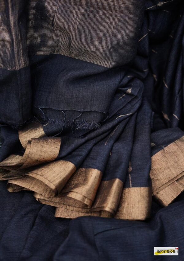 Midnight Grace Pinstripe Saree - Image 8