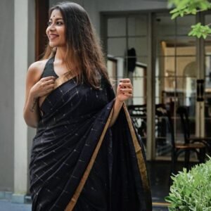 Midnight Grace Pinstripe Saree